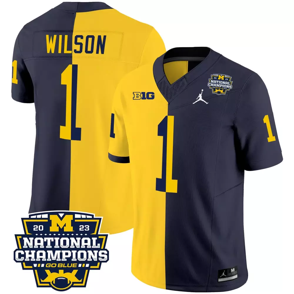 roman wilson split mens michigan wolverines 2023 national champions patch vapor jersey v4 all stitched