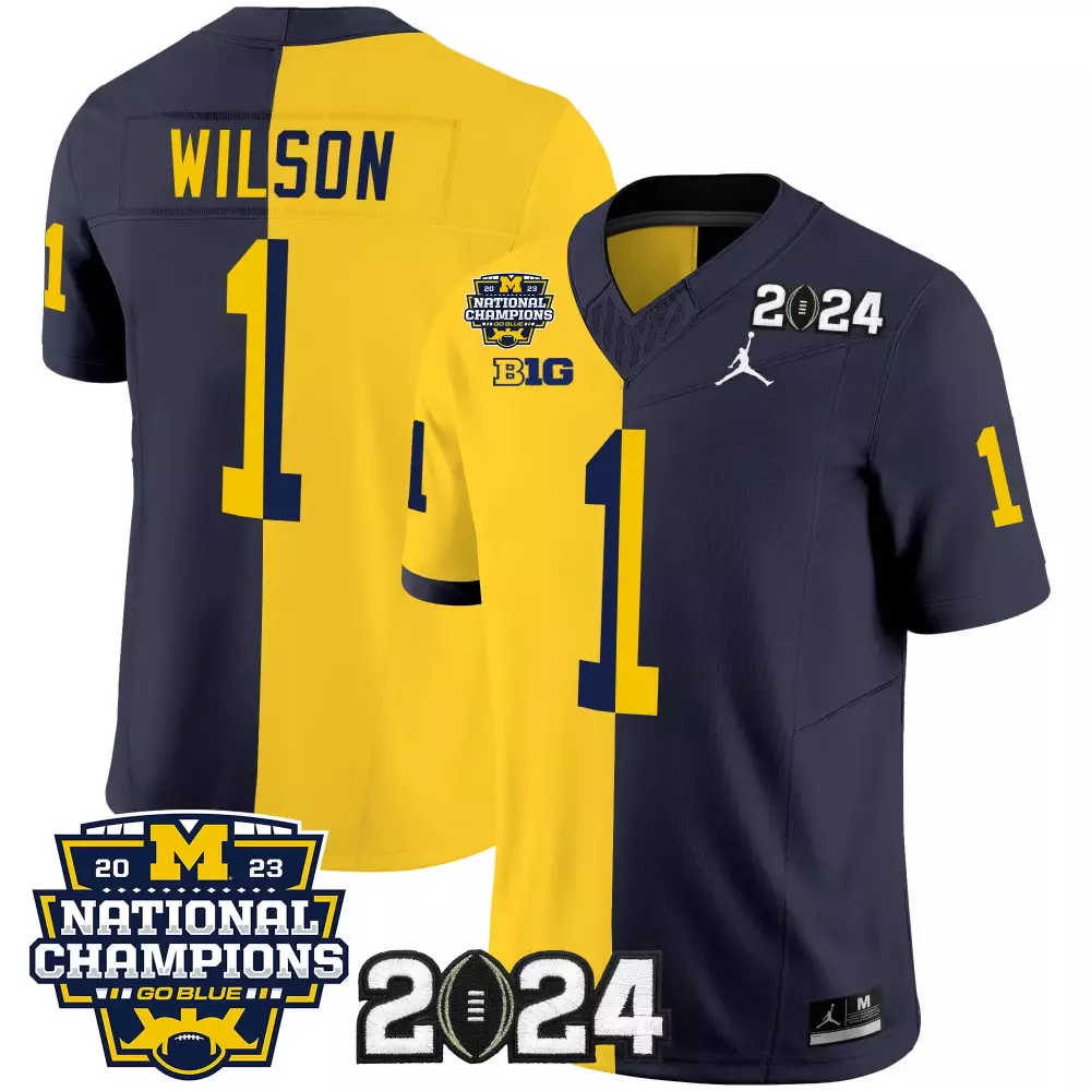 roman wilson split mens michigan wolverines 2023 national champions patch vapor jersey v4 all stitched