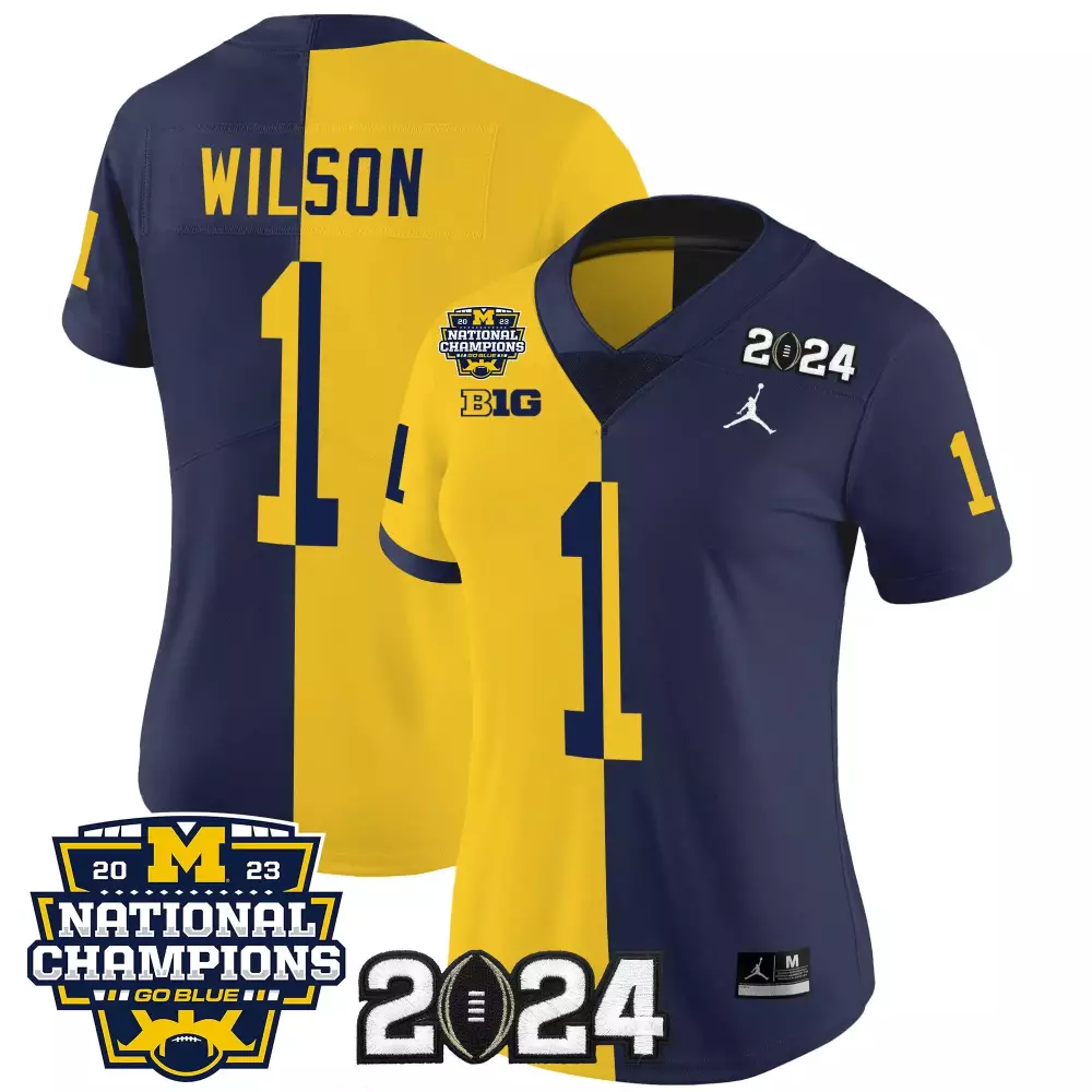 roman wilson split mens michigan wolverines 2023 national champions patch vapor jersey v4 all stitched