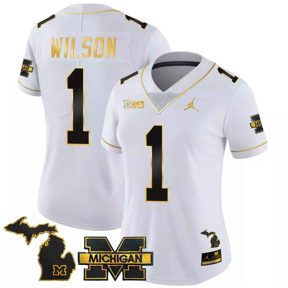 roman wilson white gold mens michigan wolverines rose bowl patch gold vapor jersey v2 all stitched
