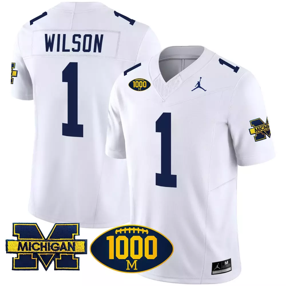 roman wilson white gold mens michigan wolverines rose bowl patch gold vapor jersey v2 all stitched
