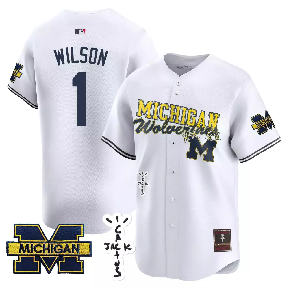 roman wilson white mens michigan wolverines cactus jack baseball jersey all stitched