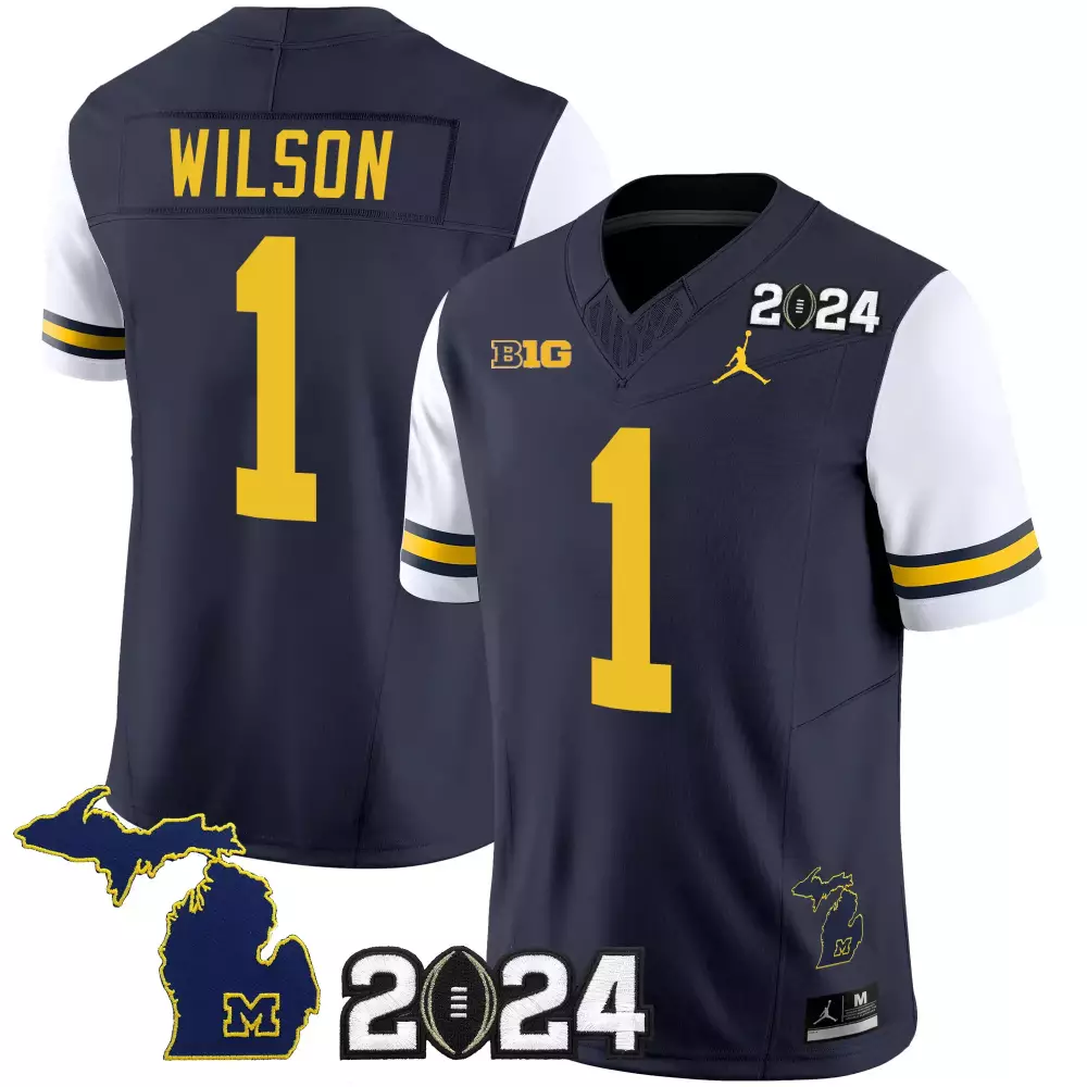 roman wilson white sleeves mens michigan wolverines 2024 vapor limited jersey all stitched
