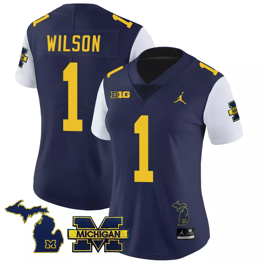 roman wilson white sleeves womens michigan wolverines 1000 wins patch vapor jersey v3 all stitched