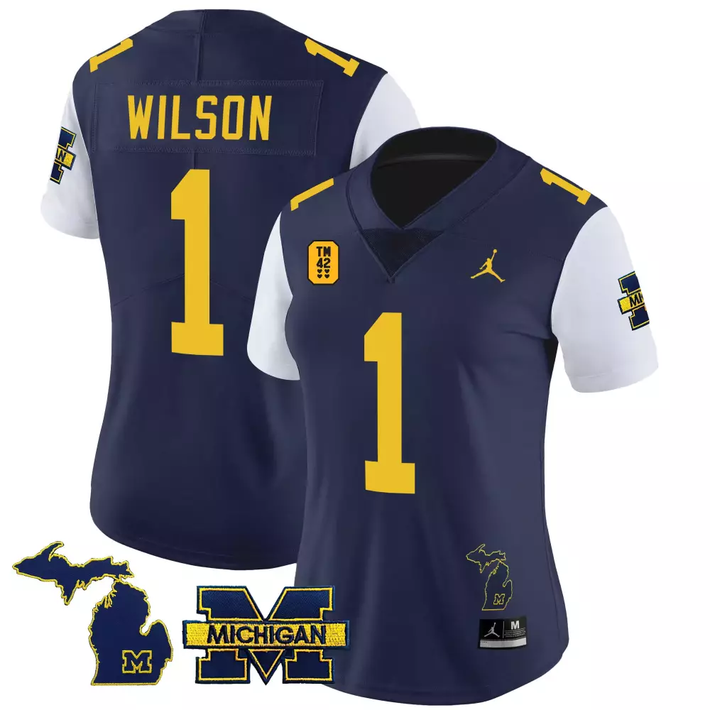roman wilson white sleeves womens michigan wolverines 1000 wins patch vapor jersey v3 all stitched