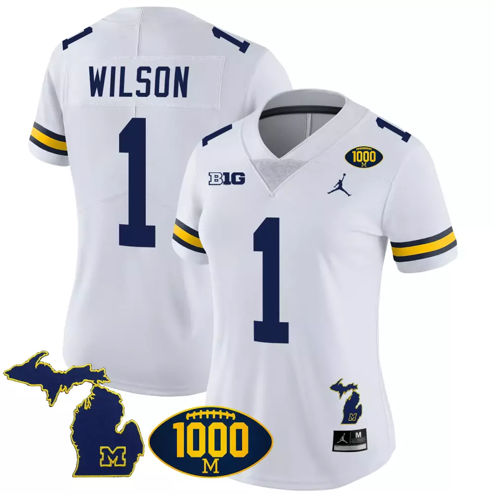 roman wilson white womens michigan wolverines 1000 wins patch vapor jersey v3 all stitched