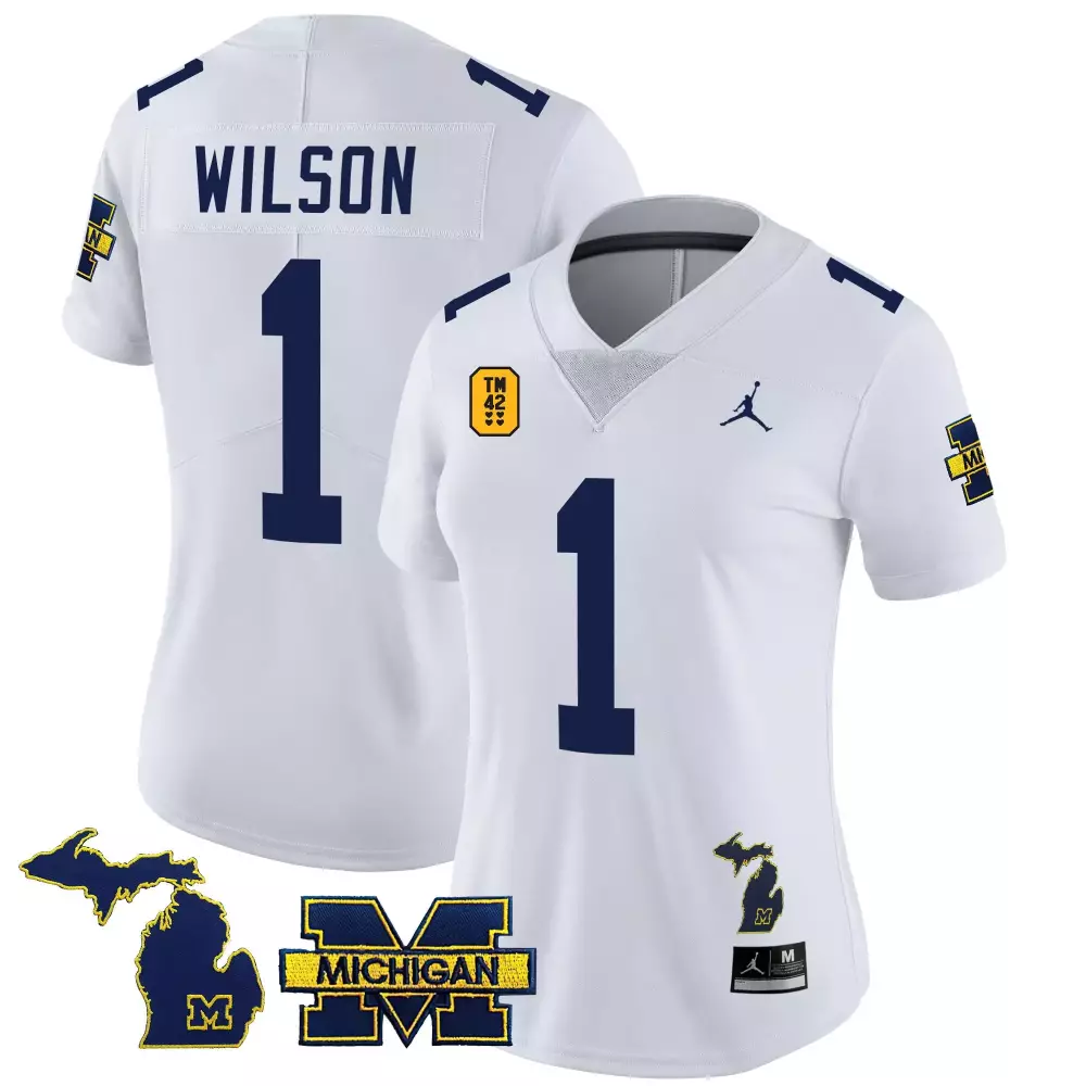 roman wilson white womens michigan wolverines 1000 wins patch vapor jersey v3 all stitched