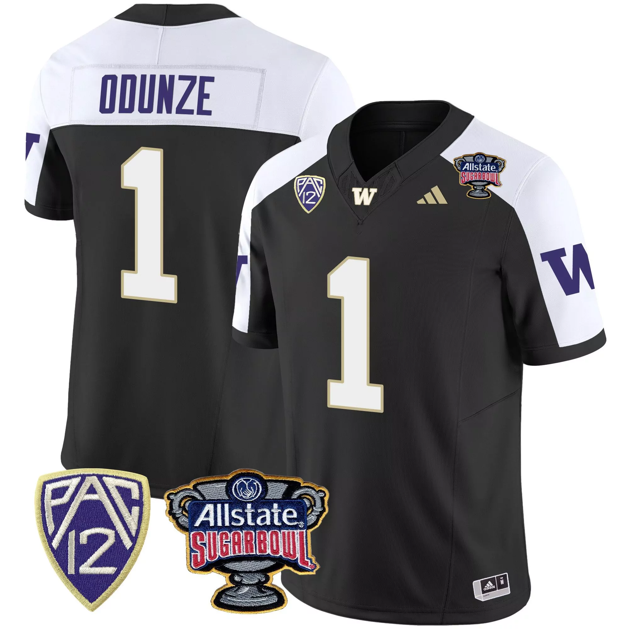 rome odunze black alternate mens washington huskies 2024 sugar bowl patch vapor jersey all stitched