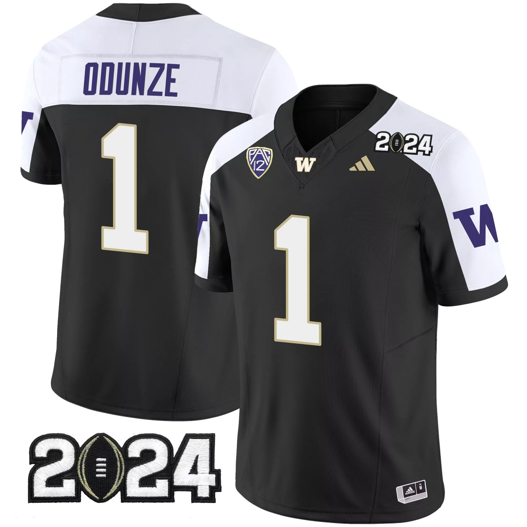 rome odunze black alternate mens washington huskies 2024 sugar bowl patch vapor jersey all stitched