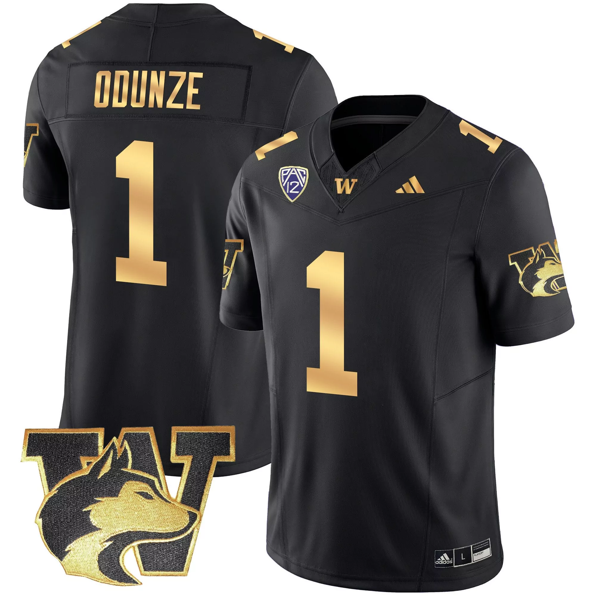 rome odunze black mens washington huskies 2024 sugar bowl patch vapor jersey all stitched