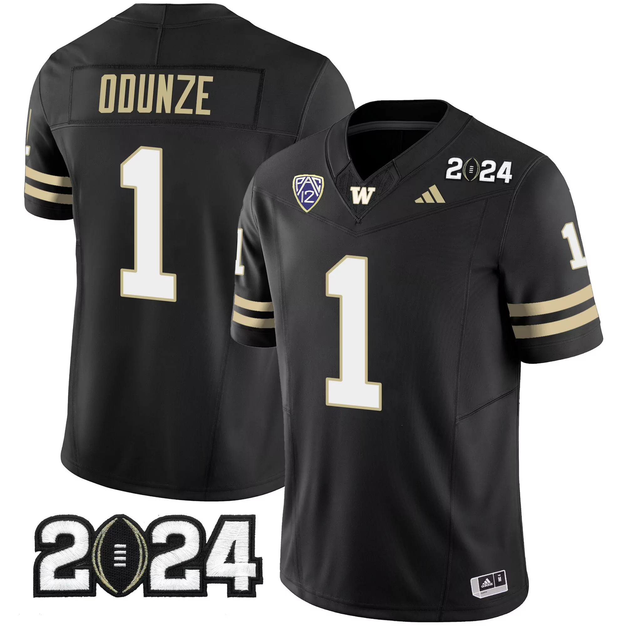 rome odunze black mens washington huskies 2024 sugar bowl patch vapor jersey all stitched