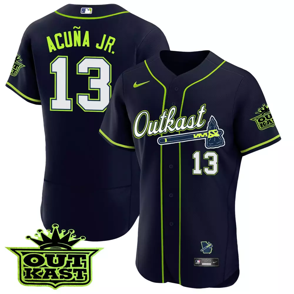 Ronald Acuna Jr. Atlanta Braves Outkast Flex Base Jersey | Stitched Fan Gear | Replica Edition for Men, Women & Youth