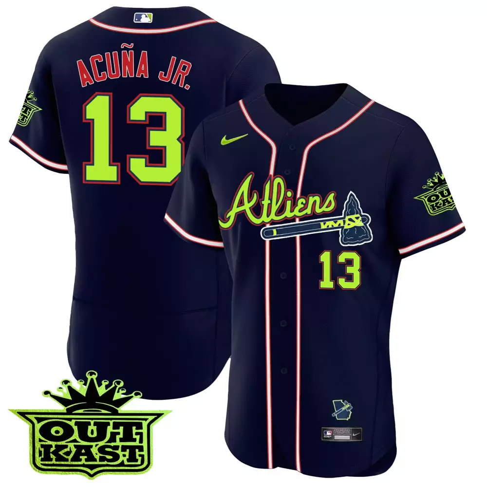 Ronald Acuna Jr. Atlanta Braves Atliens Hank Aaron Patch Vapor Premier Jersey | Stitched Fan Gear | Limited Edition for Men, Women & Youth