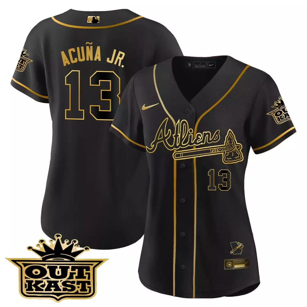 Ronald Acuña Jr. Atlanta Braves Black Atliens The A Flex Base Jersey | All Stitched Design | For Me
