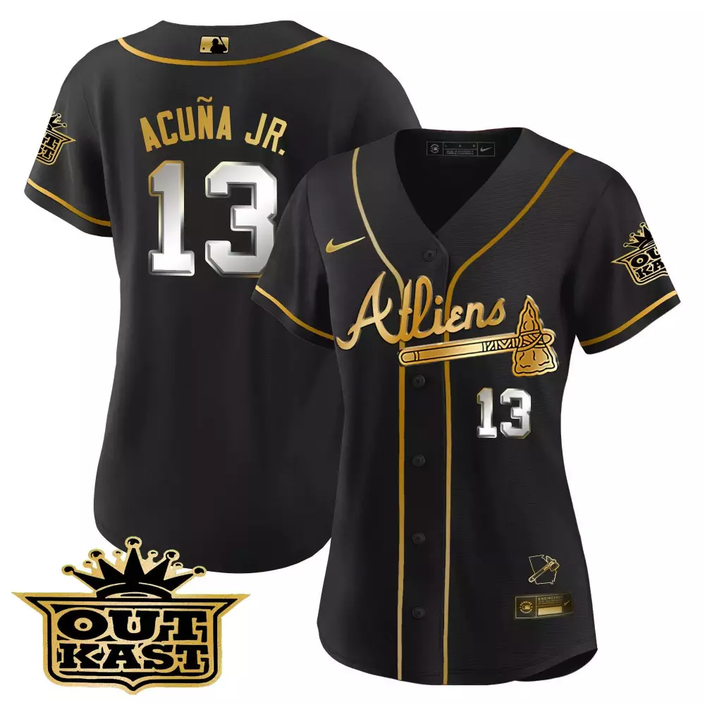 Ronald Acuña Jr. Atlanta Braves Black Limited Atliens Jersey V2 | All Stitched Design | For Wome