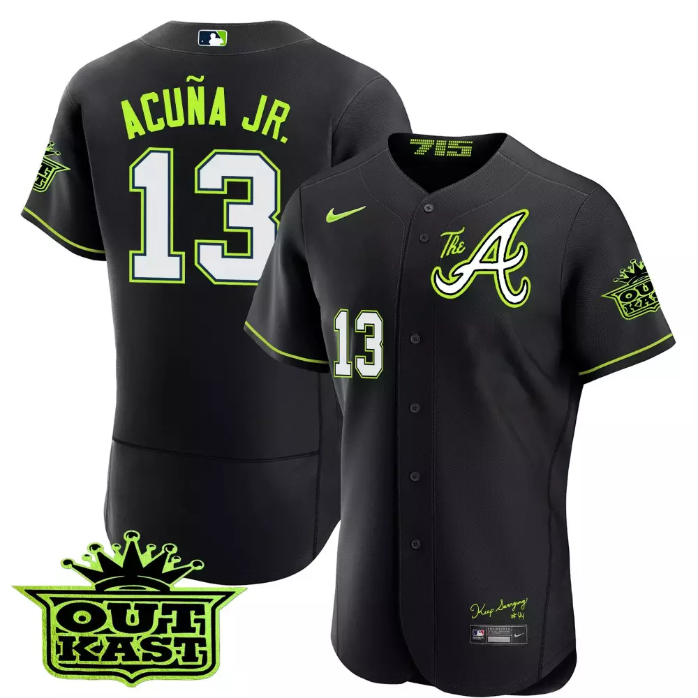 Ronald Acuña Jr. Atlanta Braves Black Atliens The A Flex Base Jersey | All Stitched Design | For Me