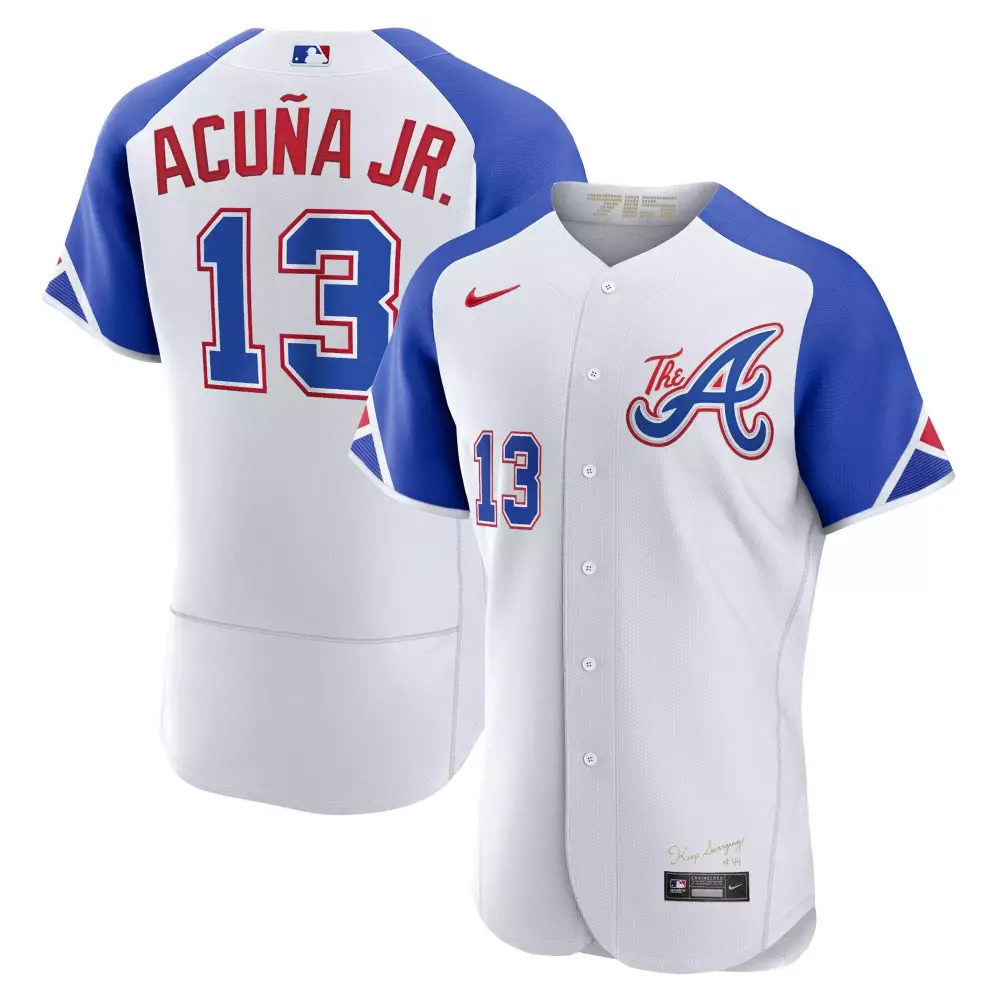 Ronald Acuña Jr. Atlanta Braves 2023 City Connect Gold Jersey | Stitched Flex Base | Limited Edition Fan Gear | For Men, Women & Yout
