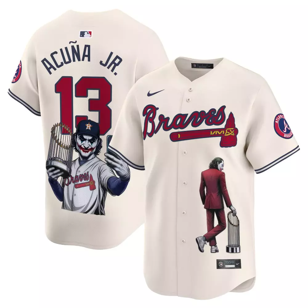ronald acuna jr cream unisex atlanta braves joker vapor premier limited jersey printed