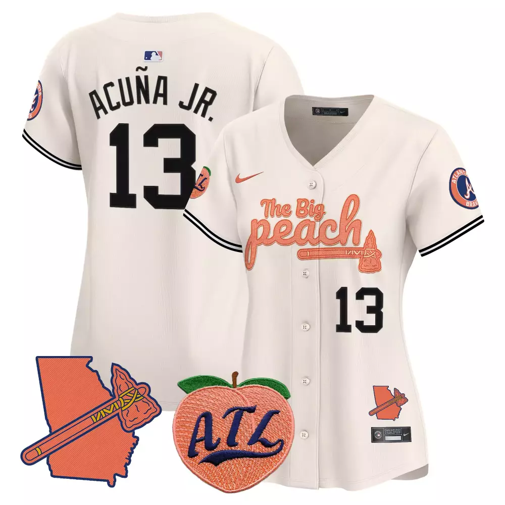 ronald acuna jr cream womens atlanta braves the big peach vapor premier limited jersey v2 all stitched