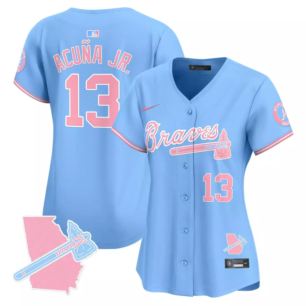 ronald acuna jr light blue womens atlanta braves atliens peach vapor premier limited jersey all stitched