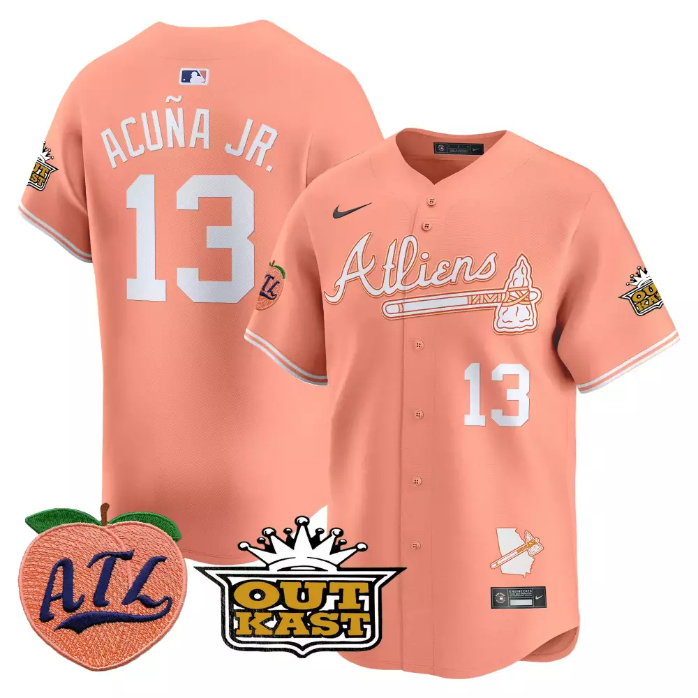 Ronald Acuña Jr. Navy Youths Atlanta Braves ATLiens Cool Base Jersey | All Stitched | For Yout