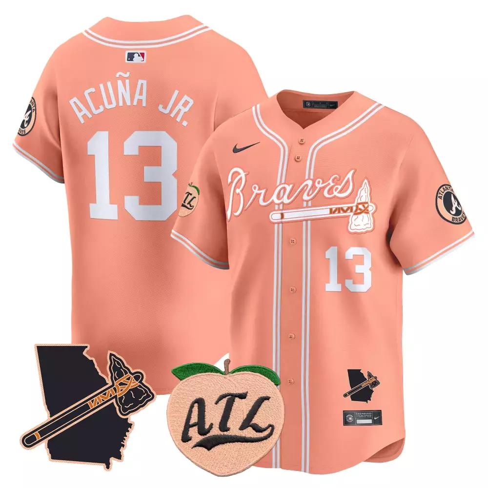 Ronald Acuña Jr. Peach Men's Atlanta Braves Peach Vapor Premier Limited Jersey | All Stitched | For Me