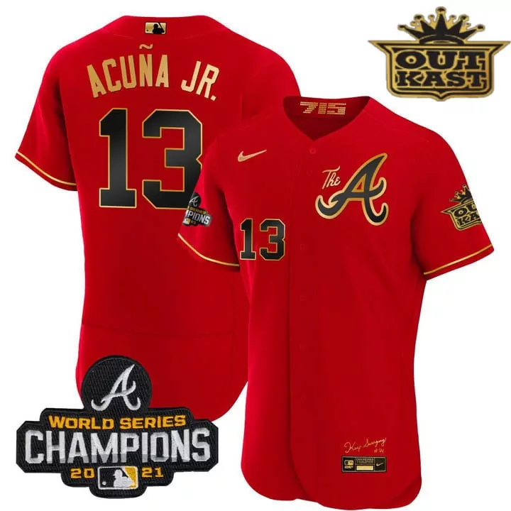 ronald acuna jr red gold mens atlanta braves outkast gold the a cool base jersey all stitched