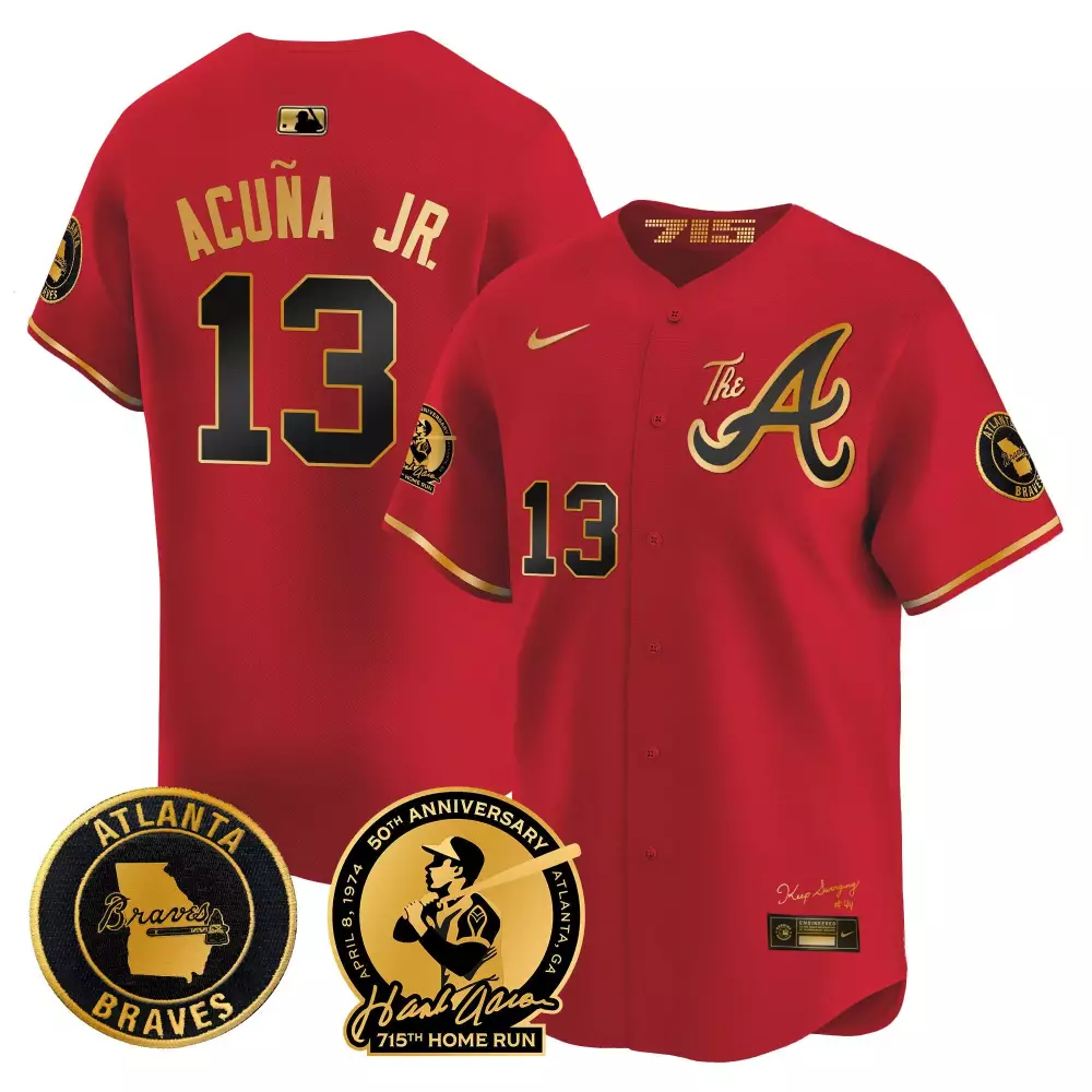 ronald acuna jr red gold mens atlanta braves outkast gold the a cool base jersey all stitched