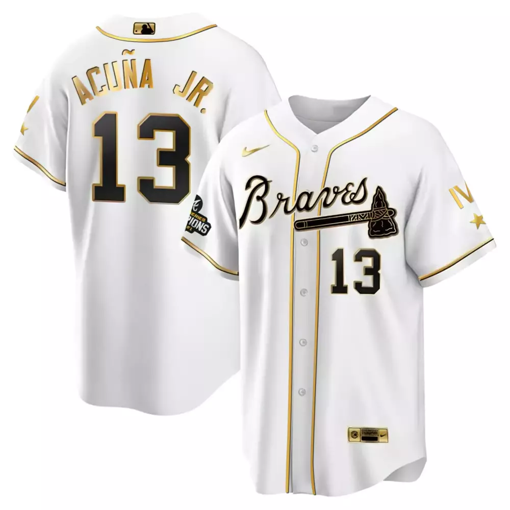 ronald acuoa jr women atlanta braves 4x world series white gold jersey collection all stitched