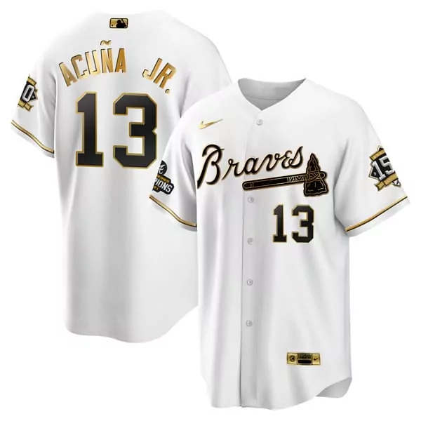 ronald acuoa jr women atlanta braves 4x world series white gold jersey collection all stitched