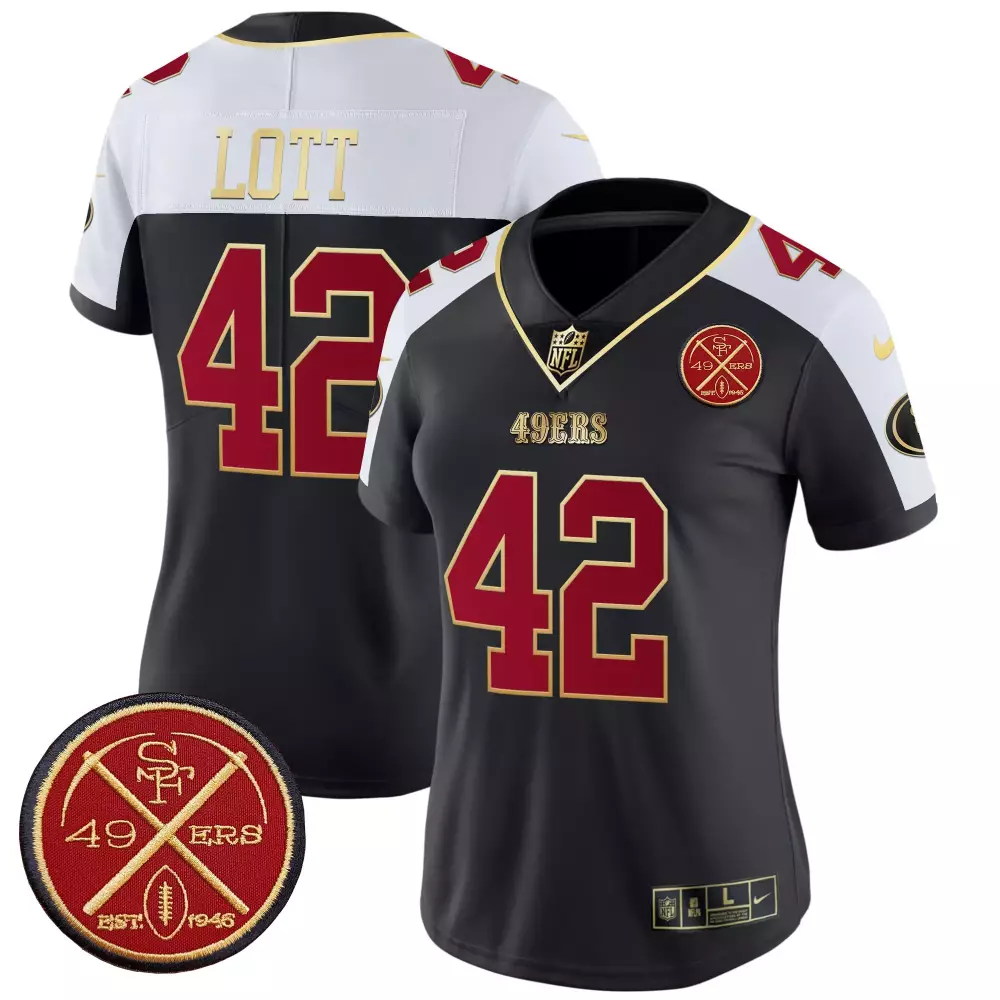 Ronnie Lott San Francisco 49ers Black Alternate Women's Vapor Jersey | Super Bowl LVIII Patch V2 | For Women