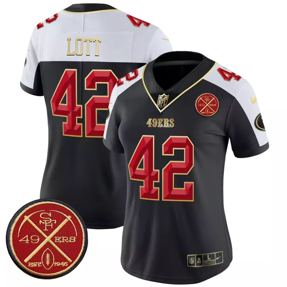 Ronnie Lott San Francisco 49ers Black Alternate Women's Vapor Jersey | Super Bowl LVIII Patch V2 | For Women