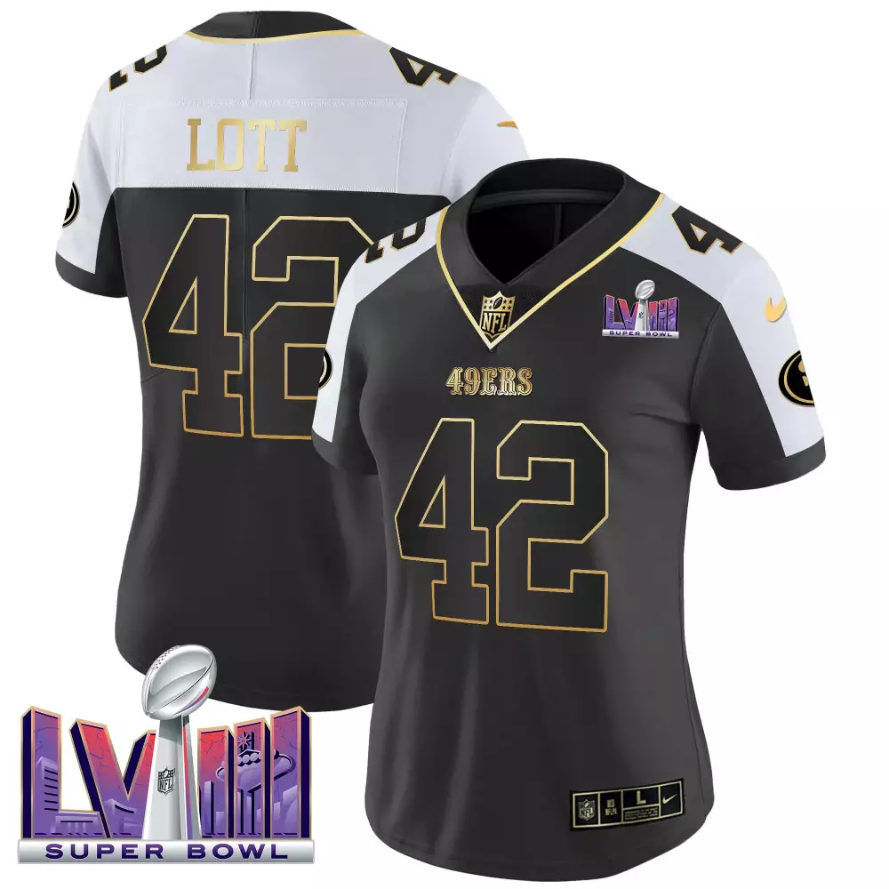 Ronnie Lott San Francisco 49ers Black Alternate Women's Vapor Jersey | Super Bowl LVIII Patch V2 | For Women