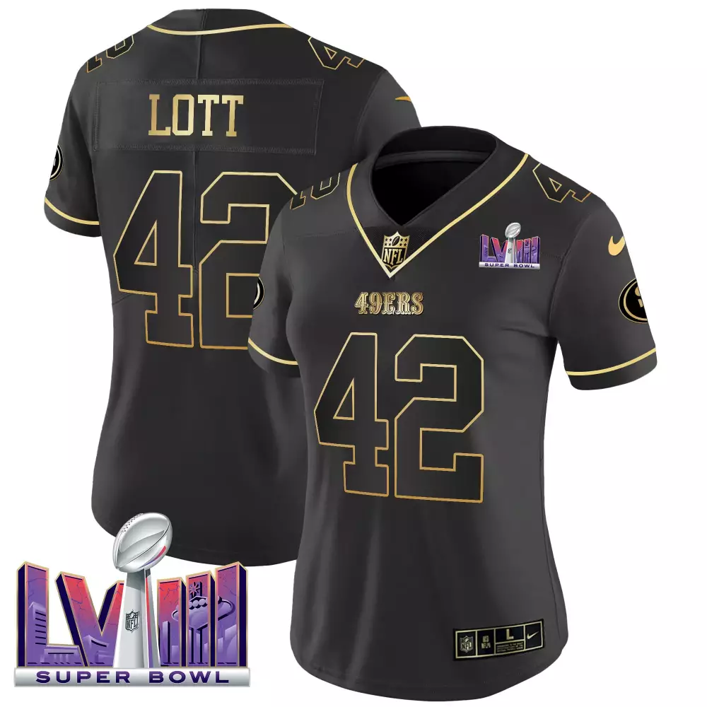 Ronnie Lott San Francisco 49ers Super Bowl LVIII Patch Vapor Jersey | Black Gold | Limited Edition Fan Gear | For Men, Women & Youth