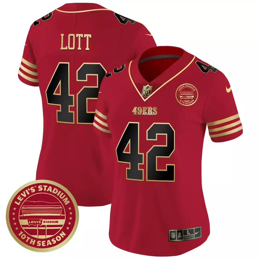 Ronnie Lott San Francisco 49ers Golden Gate Bridge Patch Vapor Limited Jersey | Black Scarlet | All Stitched Fan Gear | For Youth