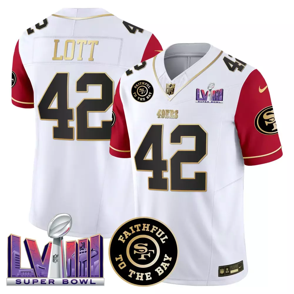 Ronnie Lott San Francisco 49ers Super Bowl LVIII Patch Vapor Jersey | Color Sleeves | All Stitched Fan Gear | For Women