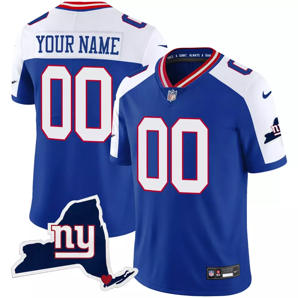 royal alternate men new york giants new york state map patch limited custom jersey all stitched