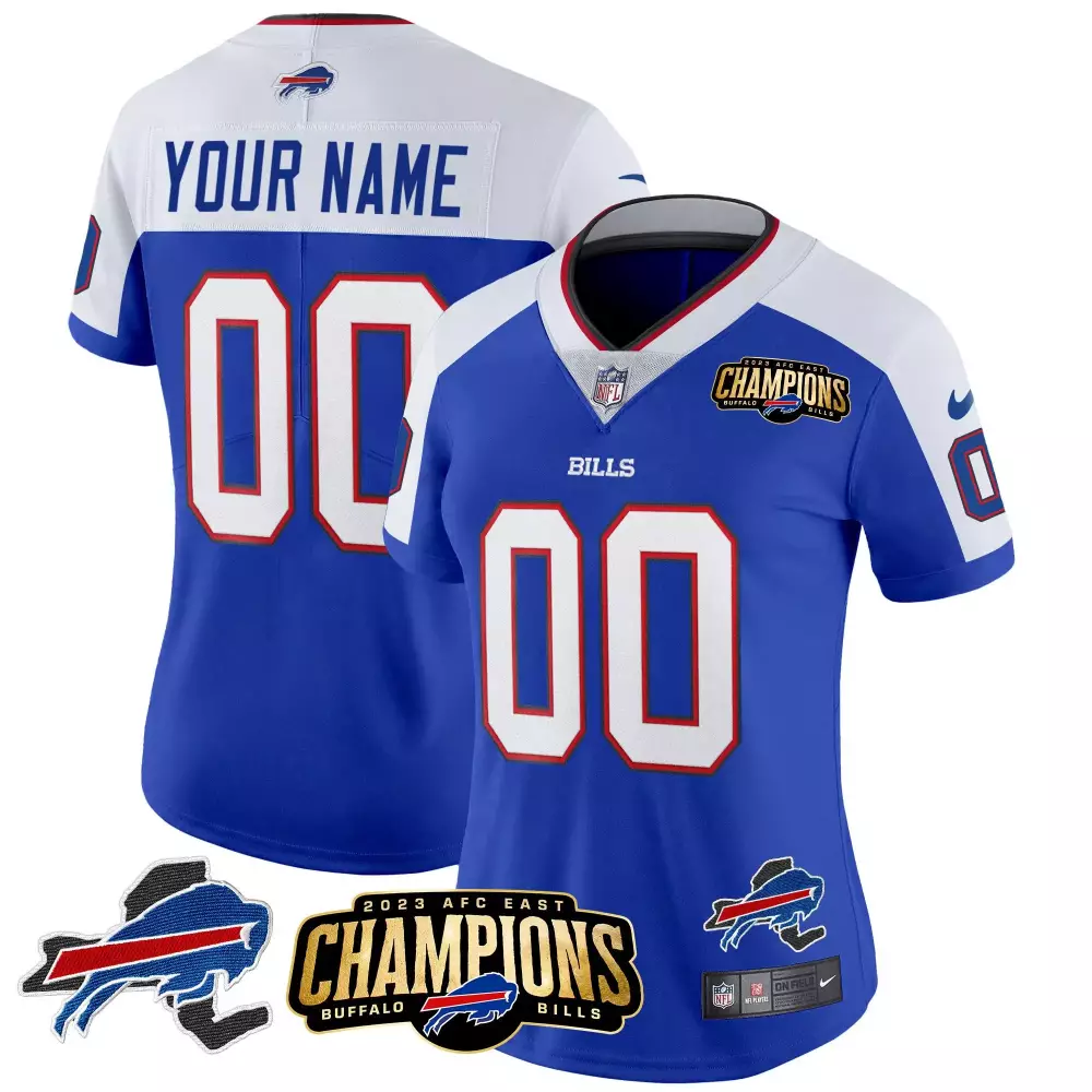 royal alternate women buffalo bills 2023 afc east champions patch vapor custom jersey v2 all stitched