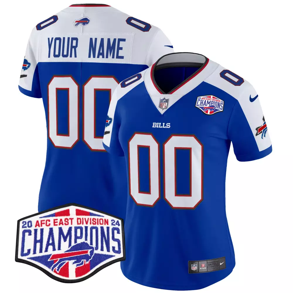 royal alternate women buffalo bills 2023 afc east champions patch vapor custom jersey v2 all stitched