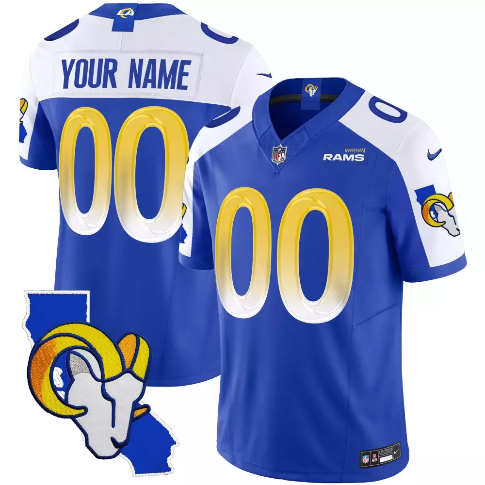 royal alternate youth los angeles rams california patch vapor limited custom jersey all stitched