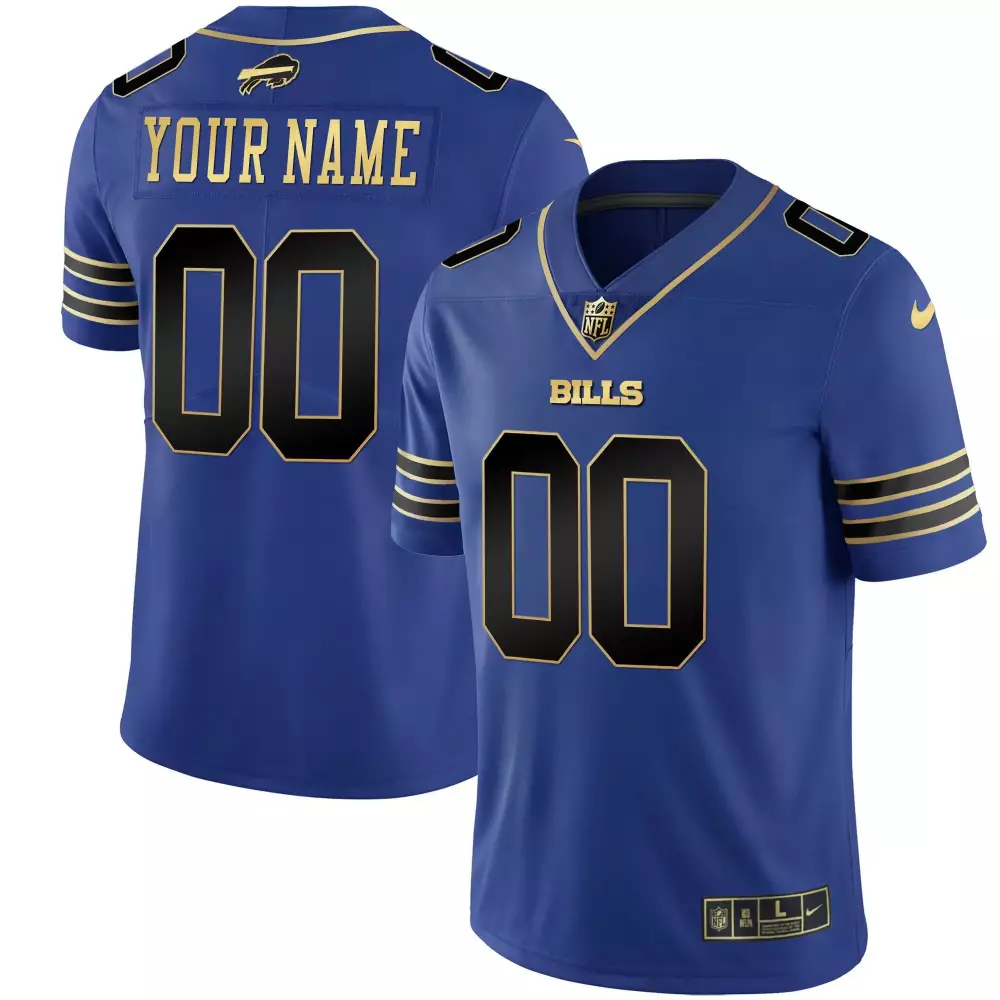 royal black men buffalo bills gold and split custom name and number all stitched