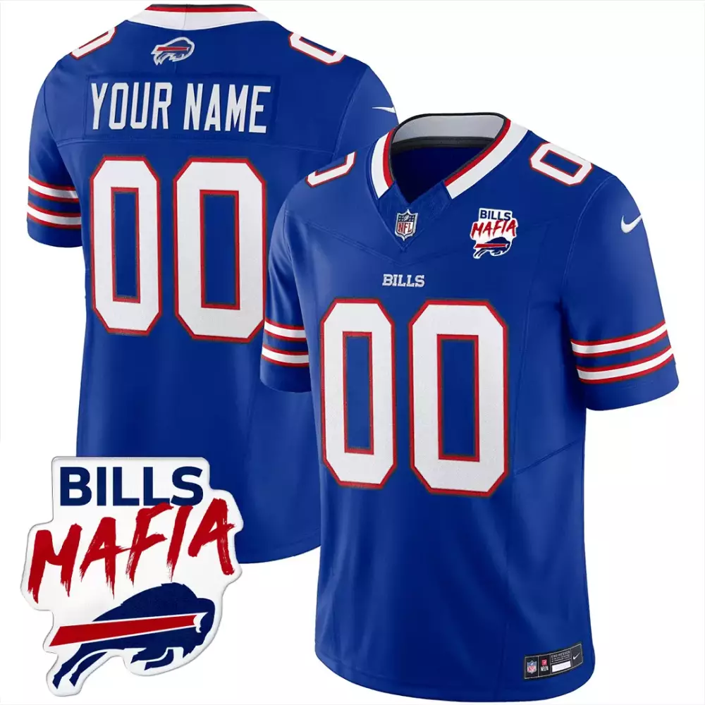 royal black men buffalo bills gold and split custom name and number all stitched