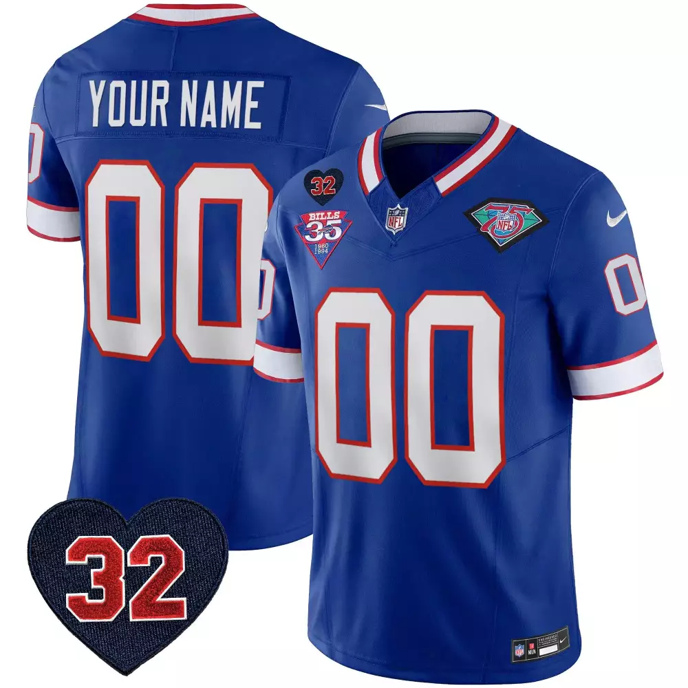 royal blue youth buffalo bills 50th charging logo patch vapor limited custom jersey all stitched