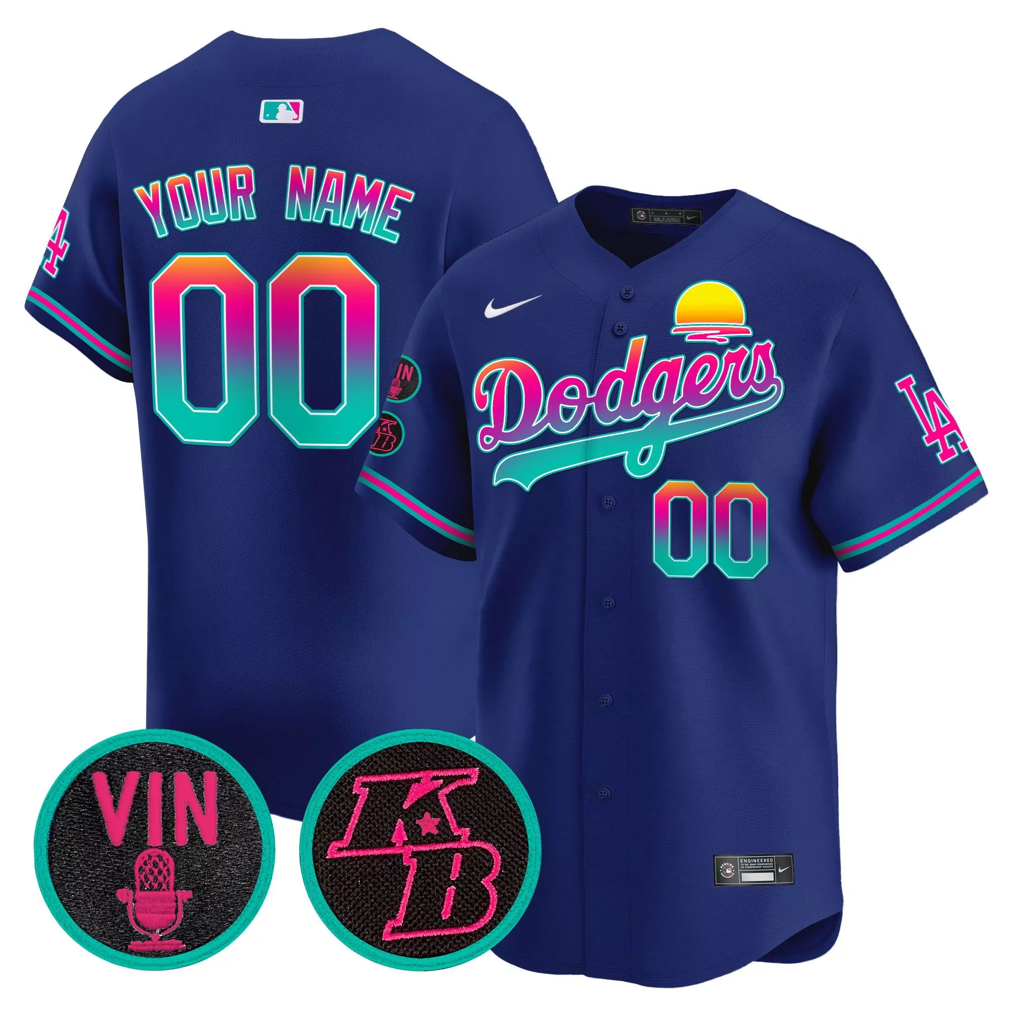 royal men los angeles dodgers 2024 los angeles city style vapor premier limited custom jersey v2 all stitched