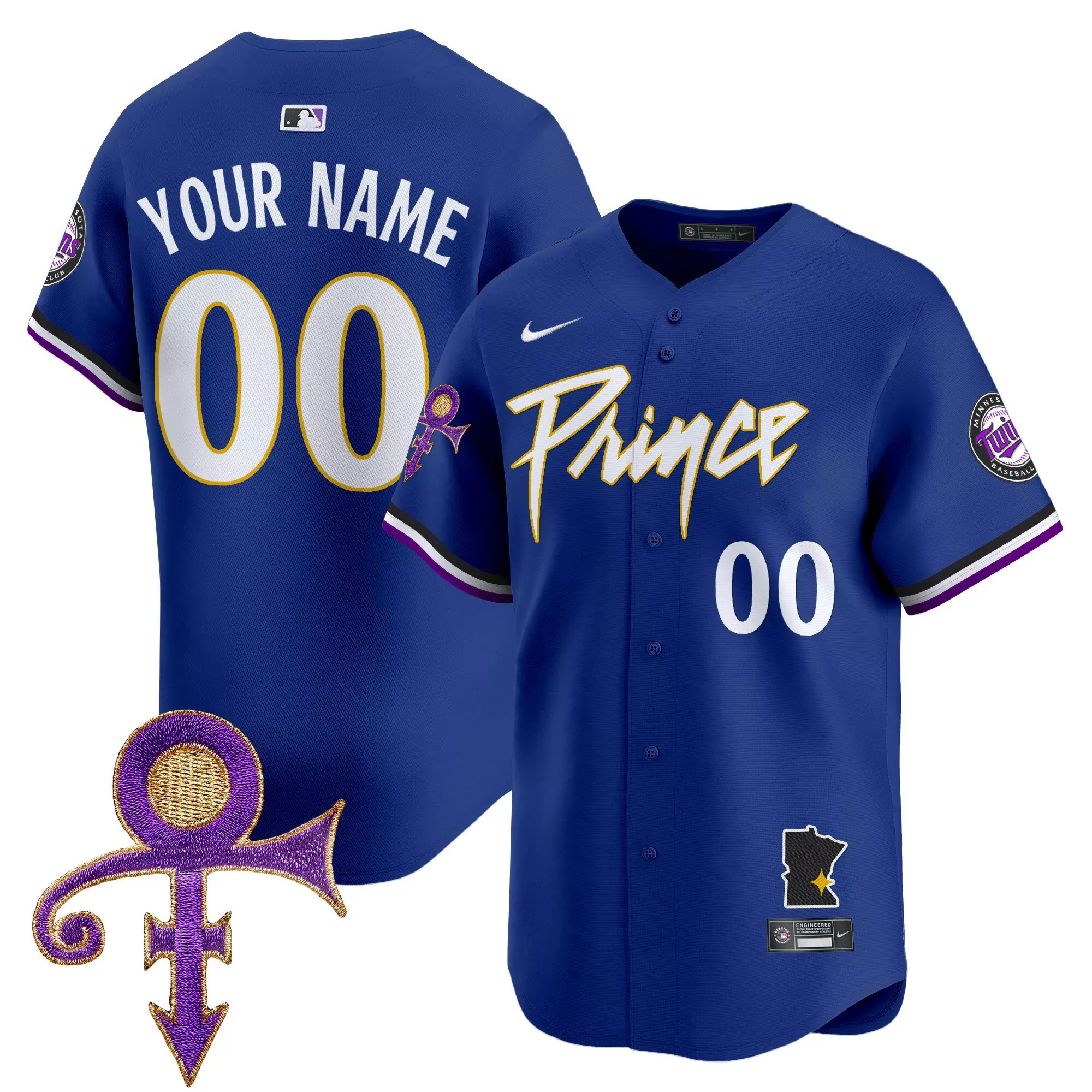 royal men minnesota twins prince patch vapor premier limited custom jersey v2 all stitched