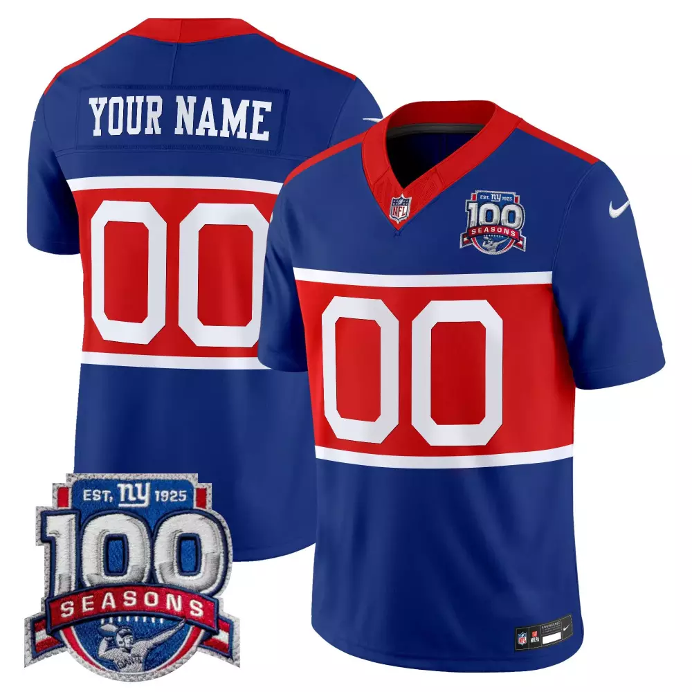 royal men new york giants century red 100th commemorative vapor custom jersey v2 all stitched