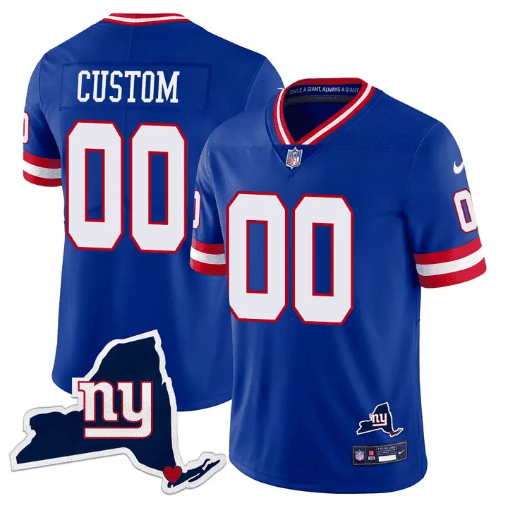 royal men new york giants new york state map patch limited custom jersey all stitched