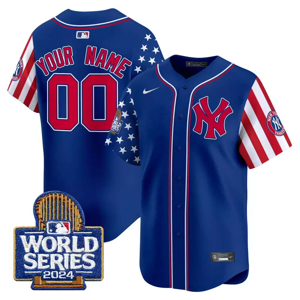 royal men new york yankees 2024 independence day vapor premier limited custom jersey all stitched