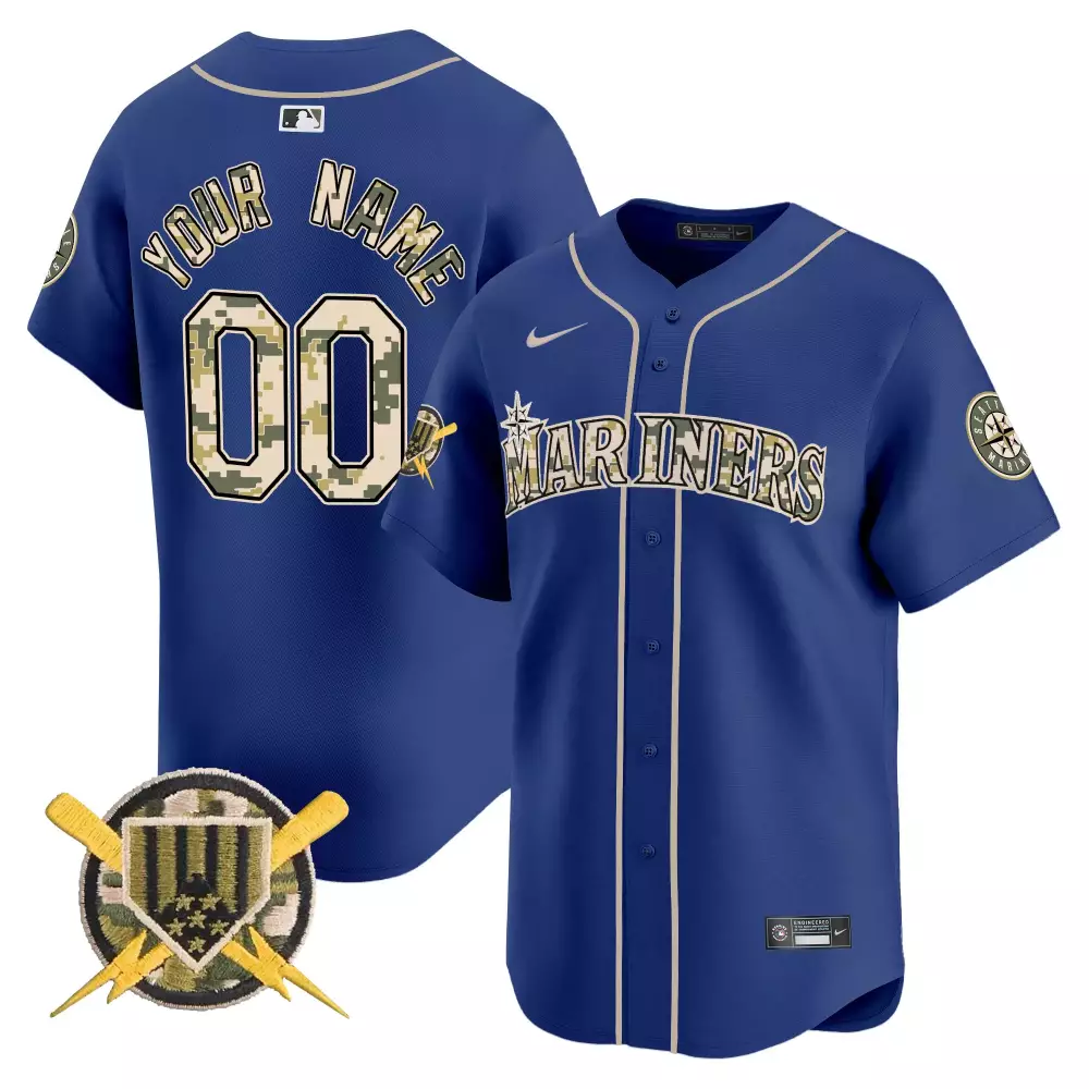 royal men seattle mariners armed forces day vapor premier limited custom jersey all stitched