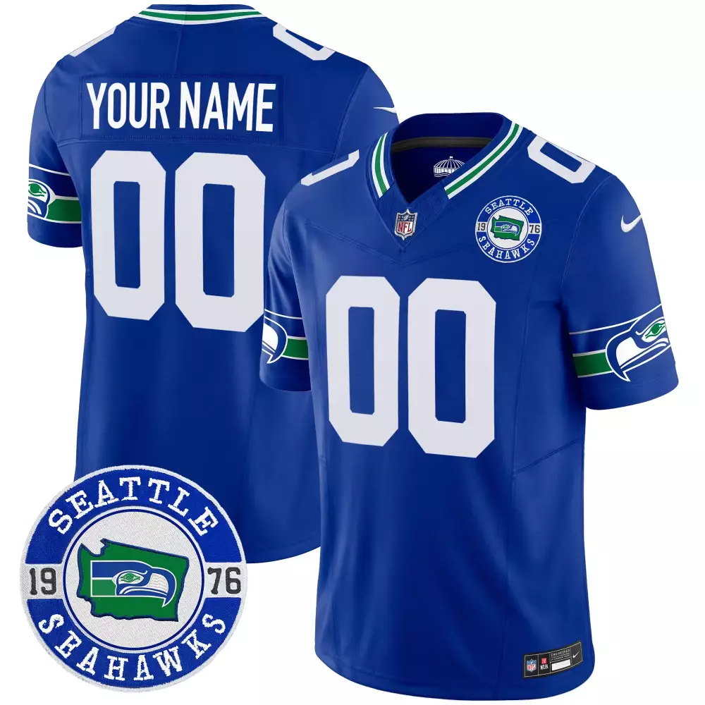 Seattle Seahawks Throwback Est 1976 Patch Vapor Limited Custom Jersey | Royal Stitched Design | For Men, Women & Youth